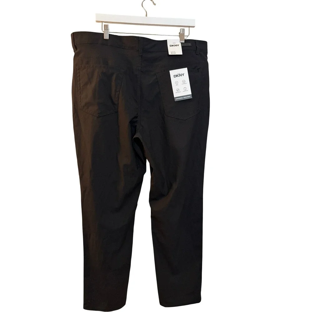 DKNY Universal Tech Pant Mens 38x30 Black Slim Fit Water Repellent NWT